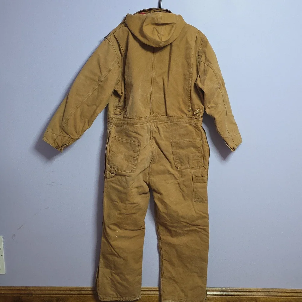 Carhartt Brown Coverall with Red Quilted Insulated Lining - Picture 5 of 9